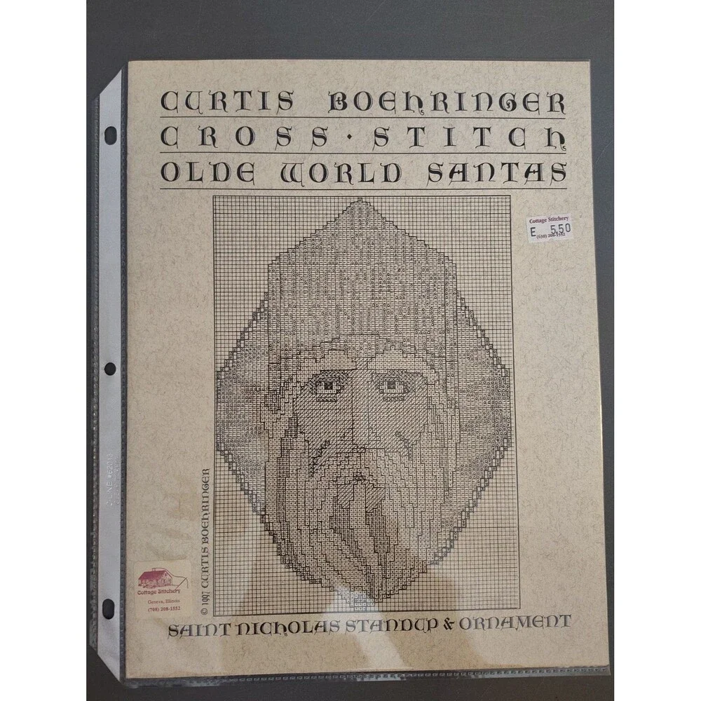 Vintage 1997 Curtis Boehringer Olde World Santas Saint Nicholas Cross Stitch...